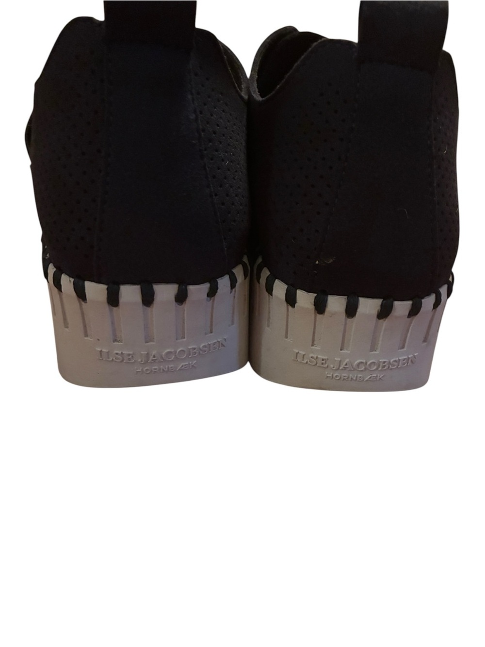Ilse Jacobsen Tulip Platform 3373 Black Slip On Sneaker Shoes Perforated Size 38 - Picture 3 of 5